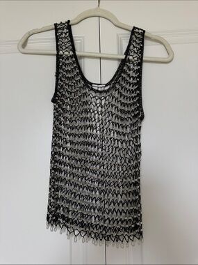 Black Sheer Beaded Top